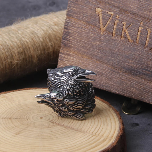 Never fade Raven Defend Odin Scandinavian Charm Stainless Steel Men's Ring Creative Ring Gift Jewelry Men's Jewelry with box
