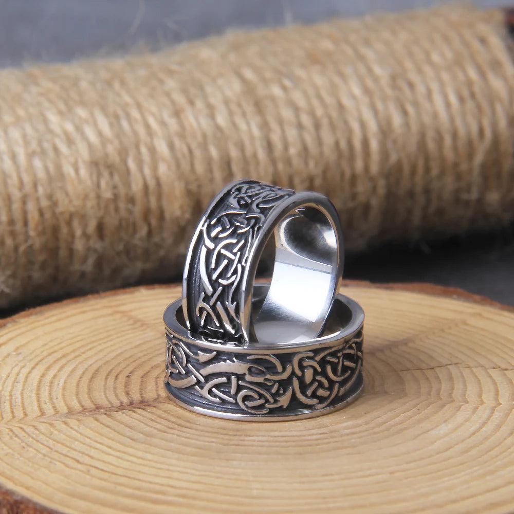 Vegvisir viking Ring - Stainless Stee With Wooden Box