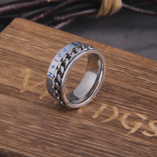 Rotating Chain Ring Stainless Steel With Rune