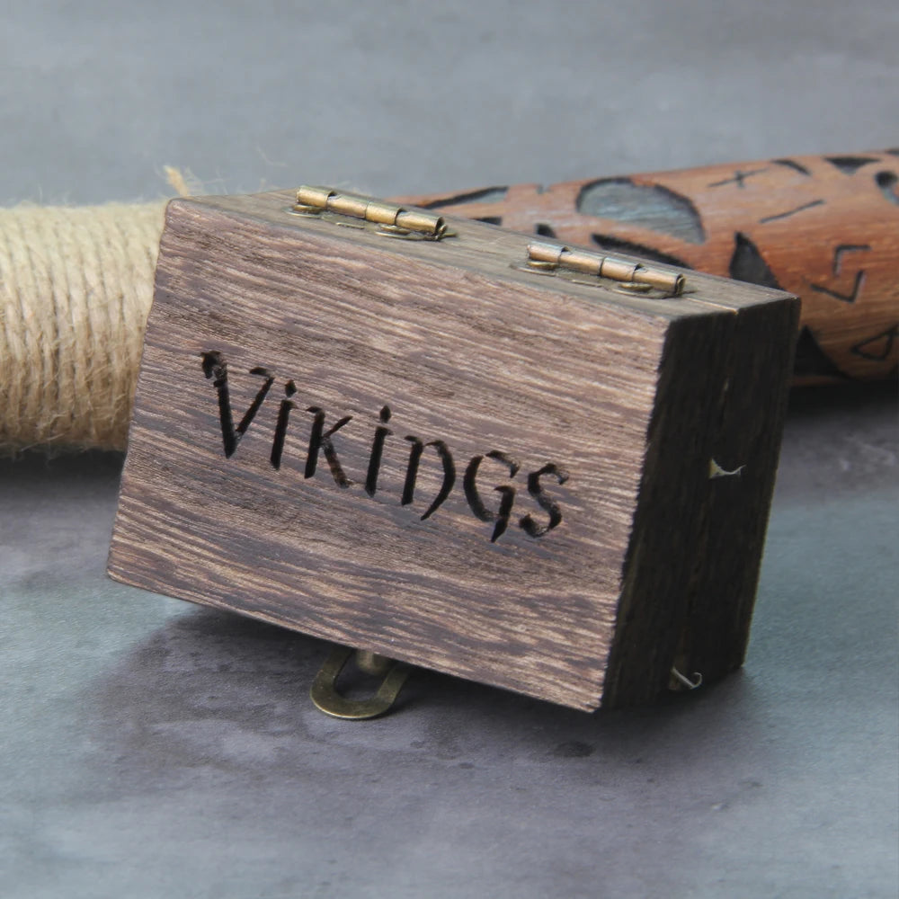 Vikings Jewelry Huggie Hoop Earrings - Stainless Steel With Wooden Box