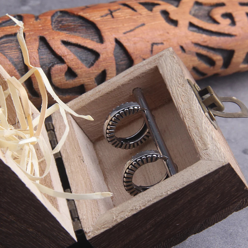 Geometric Huggie Earings - Stainless Steel With Wooden Box