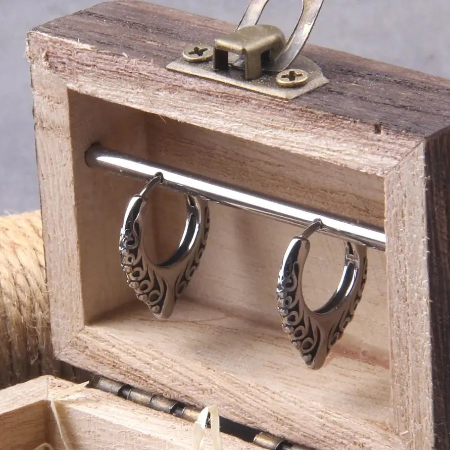 Nordic Knot Earrings - Stainless Steel With Wooden Box