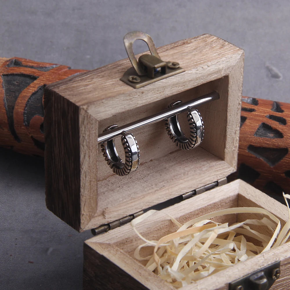 Geometric Huggie Earings - Stainless Steel With Wooden Box