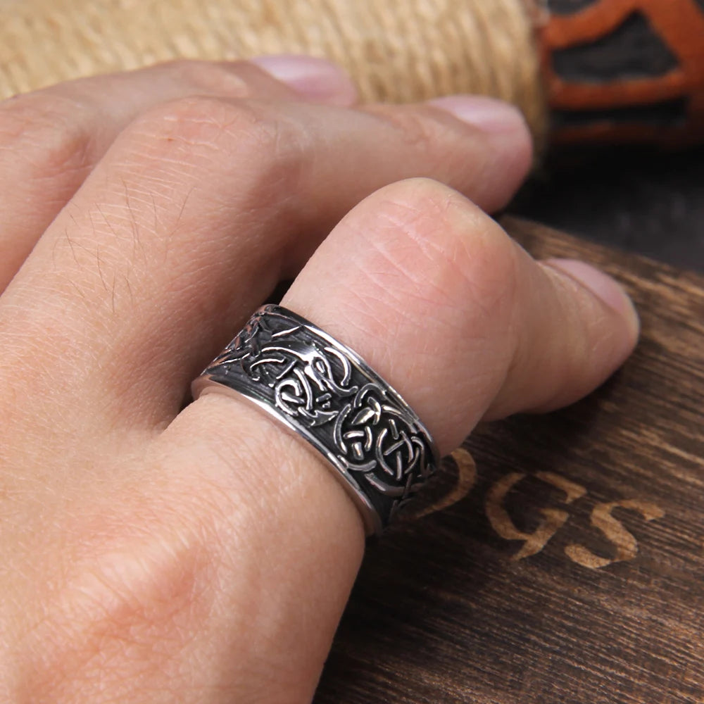 Vegvisir viking Ring - Stainless Stee With Wooden Box