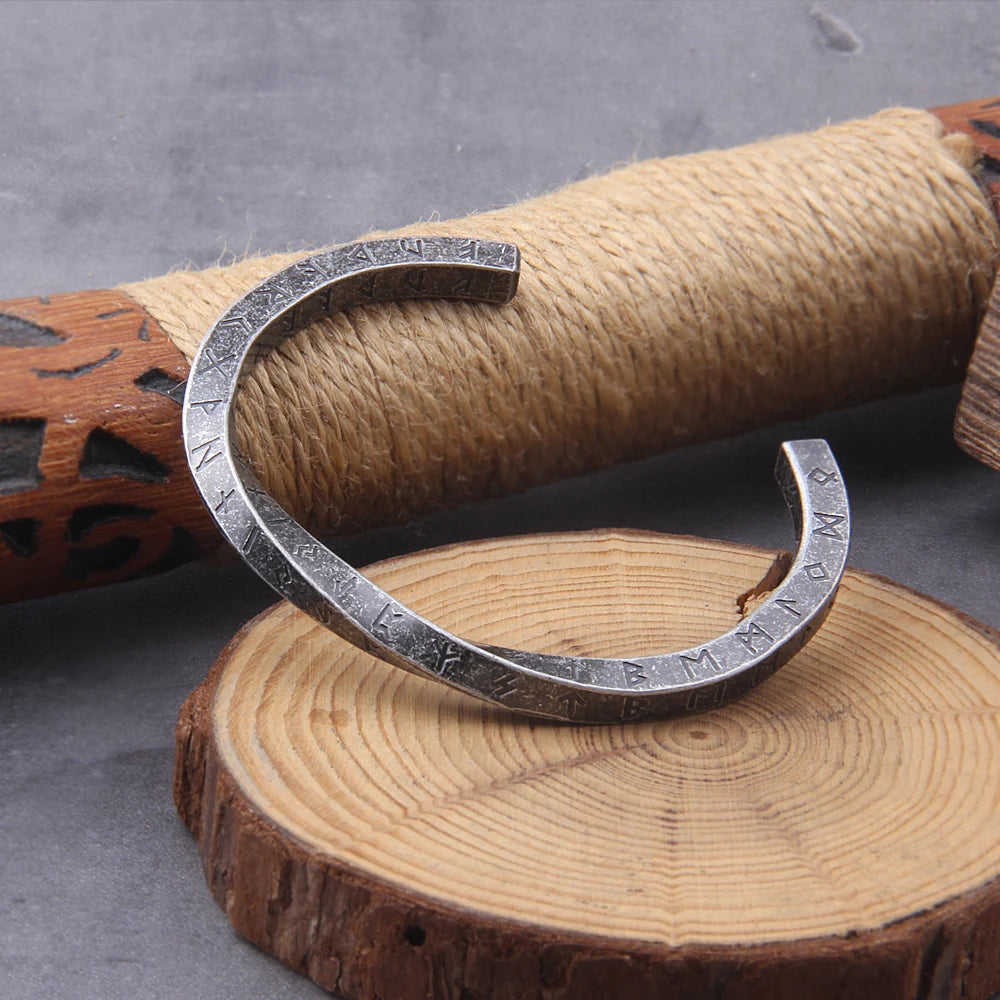 Viking Rune Vintage Mobius Cuff Bracelet – Stainless Steel With Wooden Box